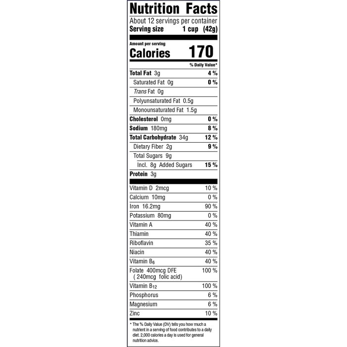 Honey bunches of oats nutrition facts